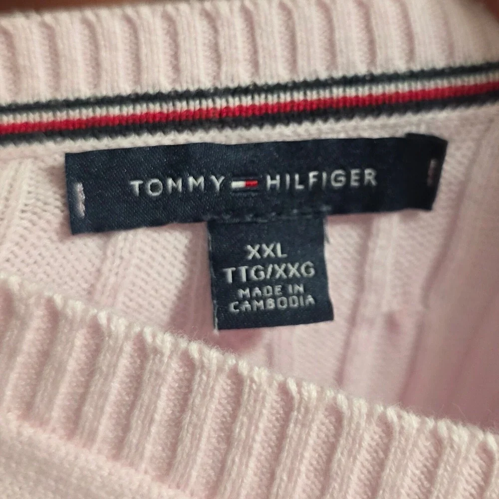 Tommy Hilfiger Women's Pink Cable Knit Short Sleeve Sweater Top XXL - Picture 5 of 7